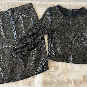 Black sequin skirt set
